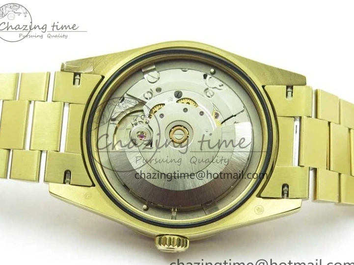 0212 DailyWear Day-Date 36mm 128235 YG Crystal BP Best Edition Silver Crystal Marker Dial on YG President Bracelet A 2676